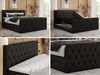 Boxspringbett, Doppelbett mit Fußteil, Multipocket-Matratzen und Topper, gestepptes Kopfteil und Front - MIREN KING DUO - 180 x 200 cm - Schwarz Kunstleder - H3 Bild 2