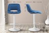 CLP 2er Set Barhocker Camden Samt drehbar und höhenverstellbar,blau Metall matt weiss Bild 2
