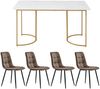 Esstischgruppe H 75 x T 80 x B 140 cm, MDF-Tisch in Marmor-Optik mit 4 Samtstühlen Bild 3