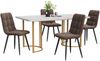 Esstischgruppe H 75 x T 80 x B 140 cm, MDF-Tisch in Marmor-Optik mit 4 Samtstühlen Bild 2