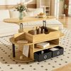 Couchtisch mit Hebefunktion Holzmaserung Schwarz Multifunktion Arbeitstisch & Stauraum Bild 5
