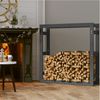 vidaXL Kaminholzregal Grau 100x25x100 cm Massivholz Kiefer 822424 Bild 3