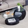 Couchtisch 43.2x89.9x69.9 cm, modernes Glas-Design mit MDF-Träger und schwarzen Akzenten Bild 3