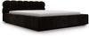 GRAINGOLD Plaza Polsterbett 180x200, Doppelbett mit Bettkasten, gepolstertes Kopfteil, Velour-Stoff, Schwarz Bild 2