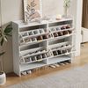 Schuhschrank 110 x 24 x 90 cm mit Klappenfächern und offener Ablage – Weiß aus Spanplatte Bild 1