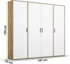 rauch Kleiderschrank; Drehtürenschrank VOYAGER, 4-türig, Alpinweiß/Eiche Artisan, 187x194x53xcm Bild 4