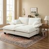 Ecksofa aus Chenille 194x155x90 cm mit 2 Ottomanen & 2 Kissen, beige Bild 2