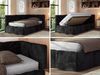 Jugendbett 90x200 ARVO Polsterbett mit Bettkasten, Stauraum & Gasdruckfeder, Modernes Design mit Kopfteil, Multipocket Matratze - Schwarz Plüsch - ELORI LUX - Rechts Seite Bild 2