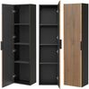 Badmöbel Set schwarz gerillt mit Waschtisch 60 cm, Hochschrank XANTEN-56 in anthrazit mit Eiche Nb, B/H/T: 110/200/46,5 cm Bild 2