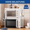 DanDiBo Verstellbares Mikrowellenregal Weiß 3 Stufig 40-64 cm Mikrowellen Regal 96684 Stehend Mikrowellenständer Küchenregal Bild 4