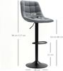 Barhocker Sitzhöhe 63–84 cm, 360° drehbar, gepolstert, Polyester Dunkelgrau, pulverbeschichtetes Stahlgestell,53x47x117 cm Bild 3