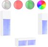 vidaXL 4-tlg. TV-Wohnwand mit LED-Leuchten Weiß 3216576 Bild 2