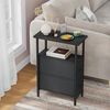 2er-Set schmale Nachttische mit 2 Stoffschubladen, platzsparend, Schwarz Bild 2