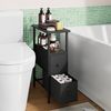 2er-Set schmale Nachttische mit 2 Stoffschubladen, platzsparend, Schwarz Bild 5