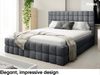 MEBLINI Polsterbett 180x200 mit Lattenrost mit Matratze – ANDREA – Dunkelgrau Boucle – Doppelbett mit Bettkasten - Stauraumbett - Kopfteil Bett mit Stauraum Bild 3