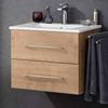 FACKELMANN B.PERFEKT Waschbecken mit Unterschrank 62 cm breit, Braun hell, Waschbecken Keramik Weiß Bild 2