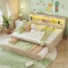 Merax Daybett 140x200cm mit Ausziehbett 90x190cm, Schlafsofa Tagesbett mit LED- Beleuchtung und Staufach Bild 2