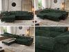 MKS Möbel 'Pablo L-Form' Ecksofa mit Schlaffunktion, verstellbare Kopfstützen, Grün, Cordstoff, ohne Topper, Links Bild 2