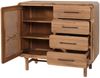Kommode HWC-M47, Schrank Sideboard Highboard, Staufächer Schublade, Rattan Akazie Massiv-Holz gebeizt 101x109x45cm 44kg Bild 5