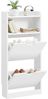 Yaheetech Schuhschrank Schmaler Schuhregal mit 4 Klappen & 2 Ablagefächern & 2 Haken, 100 × 17 × 108,5 cm Bild 4