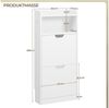 Yaheetech Schuhschrank Schmaler Schuhregal mit 4 Klappen & 2 Ablagefächern & 2 Haken, 100 × 17 × 108,5 cm Bild 3