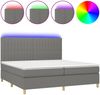 vidaXL Boxspringbett mit Matratze & LED Dunkelgrau 200x200 cm Stoff, Härtegrad: H2 [3135622] Bild 2