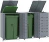 Mülltonnenbox GORILO für 3 Tonnen Grau 207x79x117 cm Stahl | Mülltonnenverkleidung 3er Mülltonnenhaus Bild 3