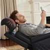 M MCombo Fernsehsessel Elektrisch Verstellbar, Zero-Gravity-Kinosessel mit Armlehnenstauraum & LED, Verstellbare Kopfstütze, Sessel mit schlaffunktion, 35D Vollschaum-Sitzkissen 7759 (Schwarz) Bild 5