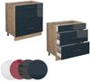 Küchenunterschrank Fame-Line Dunkelblau Hochglanz 80 cm mit 3 Schubladen, ohne Arbeitsplatte Vicco Bild 5