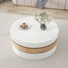 Merax Couchtisch drehbarer Sofatisch Zylindrisch Beistelltisch in Weiß & Holzoptik (Kaffeetisch, 1-St, 60 x 60 x 35,1 cm), Wohnzimmertisch mit 3 Ebenen, Stauraum und 360°-Schwenkfunktion Bild 2