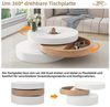 Merax Couchtisch drehbarer Sofatisch Zylindrisch Beistelltisch in Weiß & Holzoptik (Kaffeetisch, 1-St, 60 x 60 x 35,1 cm), Wohnzimmertisch mit 3 Ebenen, Stauraum und 360°-Schwenkfunktion Bild 4