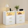 VASAGLE Beistelltisch mit Schubladen, 2er Set, Nachttisch aus Holz, Schlafzimmer, Massivholzbeine, weiß Bild 2