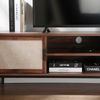 Calicosy 'JETSON' TV-Möbel in Walnussdekor mit Fronten aus Stoff - L140 cm - Dunkles Holz Bild 5