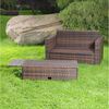 Feel2Home Garten-Essgruppe Gartensofa Fußbank Lounge Polyrattan Outdoor Garnitur versch. Farben, (Set, Sofa & Ottomane), Kissen inkl. Reißverschluss daher abnehm- und waschbar Bild 4