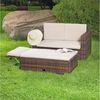 Feel2Home Garten-Essgruppe Gartensofa Fußbank Lounge Polyrattan Outdoor Garnitur versch. Farben, (Set, Sofa & Ottomane), Kissen inkl. Reißverschluss daher abnehm- und waschbar Bild 3