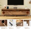 Merax 180cm TV-Schrank mit LED-Beleuchtung, haustierfreundlich, mit Katzenruhebereich, Stauraum, temperierten Glas-Türen, mit Beinen, Nussbaum Bild 5