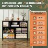 WLIVE Kommode mit 9 Stoffschubladen, Schubladenkommode 100 × 30 × 102 cm (mit 7 Stoffschubladen, Schubladenkommode mit Holzfront, Sideboard 100 cm im Vintage-Look), Stauraumkommode für Schlafzimmer, Wohnzimmer und Flur Bild 3