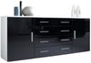 Vladon Sideboard Faro V2, Kommode mit 2 Türen und 4 Schubladen, Weiß matt/Schwarz Hochglanz (166 x 72 x 35 cm) Bild 5