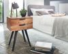 Nachtkonsole 47 x 65 x 35 cm Akazie Massivholz Nachttisch Boxspringbett, Nachtkästchen 2 Schubladen, Nachtschrank Modern mit Metallbeinen, Nachtkommode Massiv Bild 5