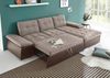 Ecksofa Couch Schlafcouch Schlafsofa Lederlook braun beige Ottomane rechts LForm Bild 2