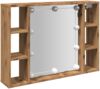 vidaXL Spiegelschrank mit LED-Leuchten Artisan-Eiche 76x15x55 cm 857002 Bild 2