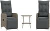 vidaXL Outdoor-Lehnstühle 2 Stk. mit Tisch Grau Poly Rattan 365707 Bild 2
