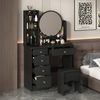 FUFU&GAGA Schminktisch mit LED und Hocker, 5 Schubladen, 80 cm Bild 3