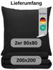 Komfortec Premium Bettwäsche 200x200 mit 2 Kissenbezug 80x80 cm Set aus Gebürstetes Mikrofaser - Schwarz Bild 4