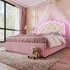Polsterbett 140x200 cm aus PU mit Ausziehbett und LED-Beleuchtung – Prinzessinnen-Design, mit Lattenrost Bild 3