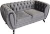 Edles Chesterfield Sofa 2 Sitzer Velours grau Couch Polstersofa Wohnlandschaft Bild 2