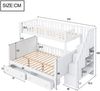 Kinderbett Etagenbett, aus Massivholz mit Sicherheitstreppe, zwei große Schubladen und Lattenrost, Massivholz, weiß, 90 x 200 / 140 x 200 cm Bild 5