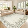 GarveeMore Veloursteppich Waschbarer Vintage Teppich Designteppich Läufer mit floraler Bordüre, Moderner Kurzflor, rutschfest, pflegeleicht & schmutzabweisend Bild 2
