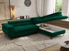 MKS Möbel 'Pablo L-Form' Ecksofa mit Schlaffunktion, verstellbare Kopfstützen, Dunkelgrün, Samt, T25 Topper, Rechts Bild 3