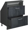 Küchenschrank für Dachschrägen R-Line Schwarz Beton 60 cm mit 2 Schubladen Vicco Bild 4